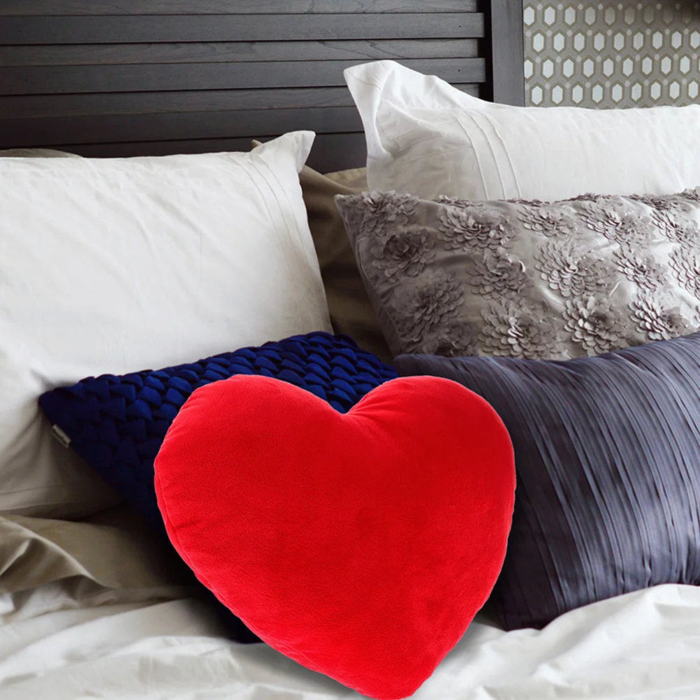 

Heart Shaped 20cm Red Fluffy Decorative Cushion for Wedding Bedroom Sofa Car Office Throw Pillow Valentine Heart Pillow Bed