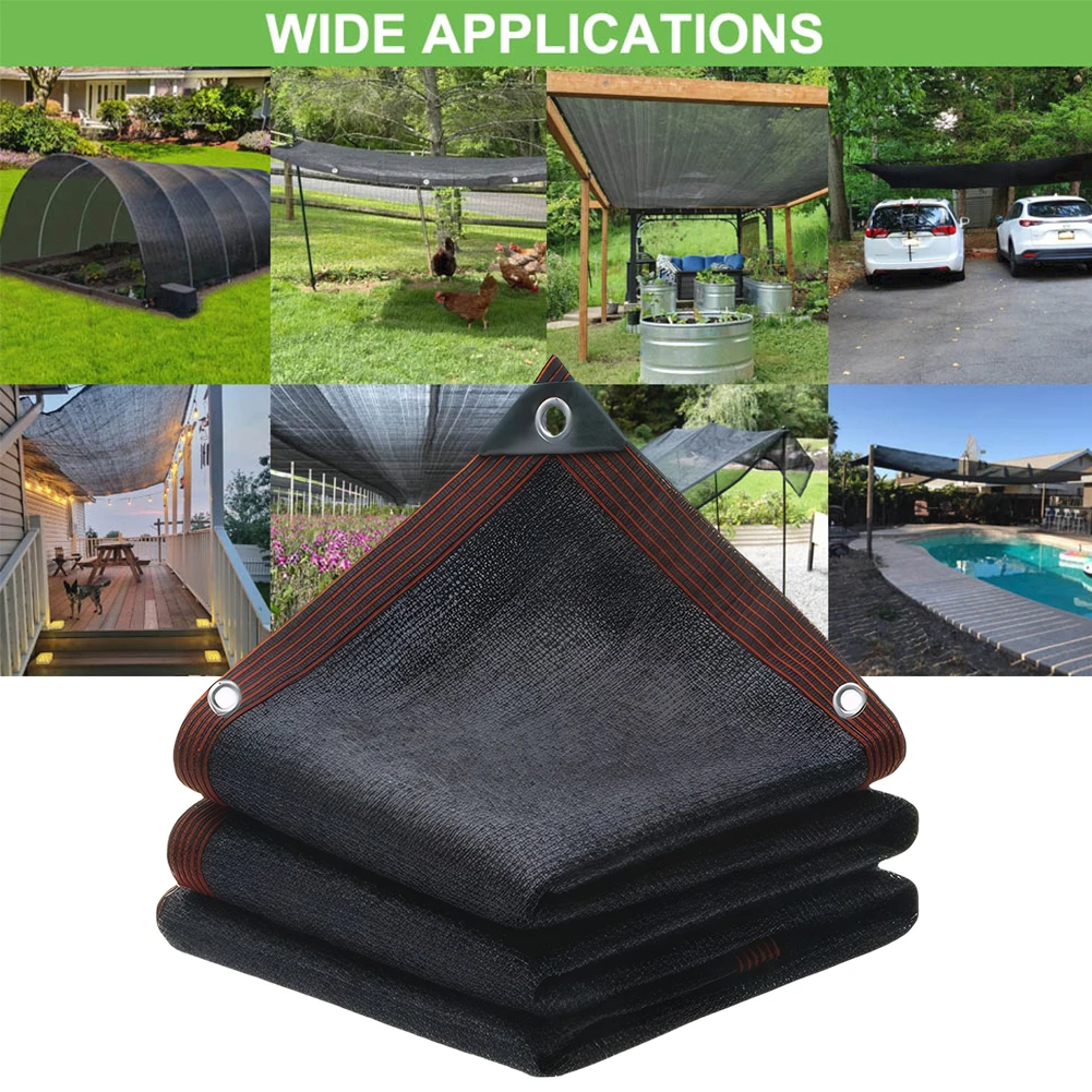 50% Black Shade Cloth with Grommets Durable Mesh Tarp Resistant Garden Sun Shade Netting for Pergola Greenhouse Plants Growing