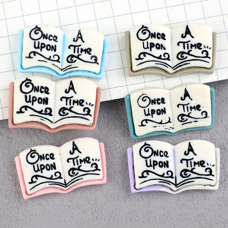 Resina Cabochão Fairy Tale Encantos do Livro, Pingente DIY, Fazer Jóias, Fit para Pulseira, Brincos, Colar, Uma Vez, uma Vez, Kawaii, 10Pcs