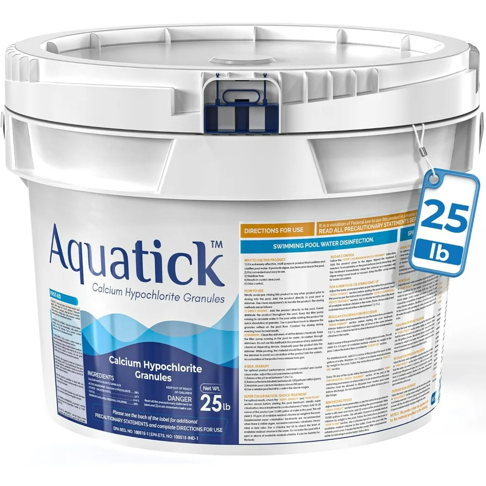 Pro-Grade Chlorine Pool Shock 25Lb - 68% Cal-Hypo Granular Sanitizer Prevents Bacteria Algae Restores Crystal Clear Pool Water