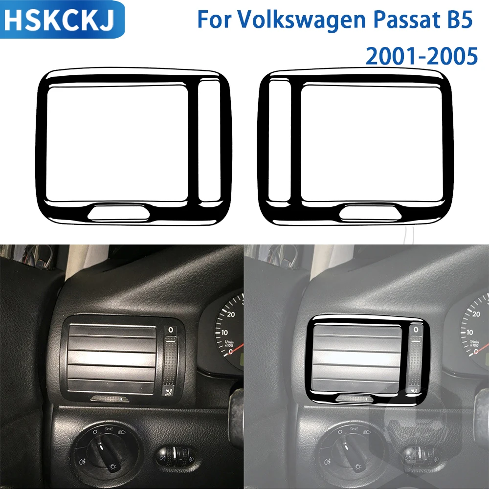 

For Volkswagen Passat B5 2001-2005 Accessories Gloss Black Plastic Car Interior Instrument Panel Side Air Outlet Trim Sticker