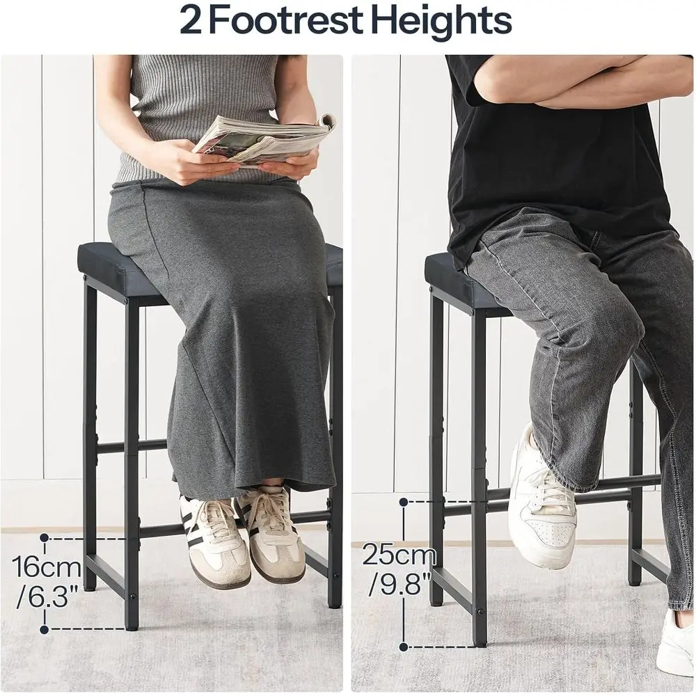 مقاعد بار سرج بارتفاع 25.4 مع مقعد PU، وكراسي إفطار المطبخ، ومناسبة لغرف الطعام والمقاهي والحانات، باللون الرمادي/B #6