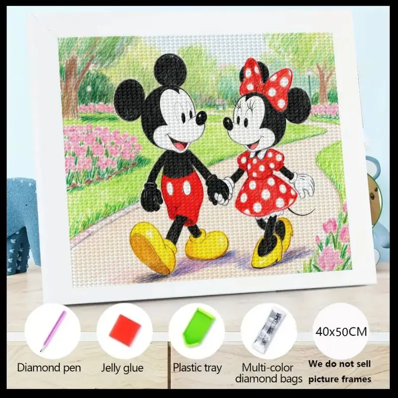 

1 шт., полный комплект 5D DIY алмазной живописи, пара Микки Мауса и Минни Мауса Диснея, мультяшное искусство, ручная работа, прогулочный цветочный парк Sc