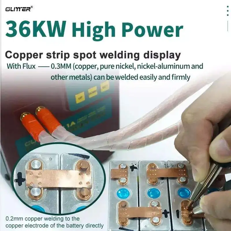 GLITTER 811A 36KW 6000A 고출력 정밀 펄스 스팟 용접기 순수 구리 스트립 리튬 인산철 배터리 수리용