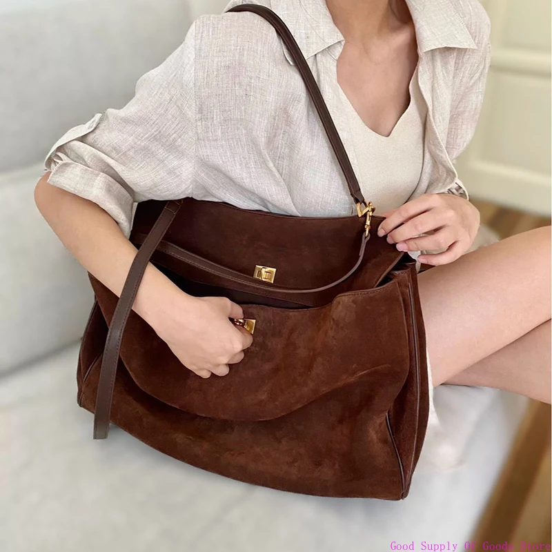 Зима 2025 года, новые женские сумки Rodeo, замшевые женские сумки из воловьей кожи, роскошные брендовые модные сумки на плечо с золотой пряжкой, женская трендовая сумка