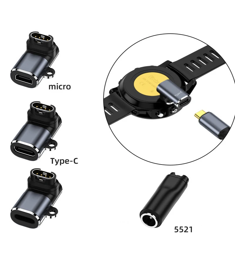 Type C/Micro USB Charger Adapter For Garmin Fenix 7/6/5 Instinct 2S Venu 2 Plus EPIX forerunner 745 Watch Charging Converter