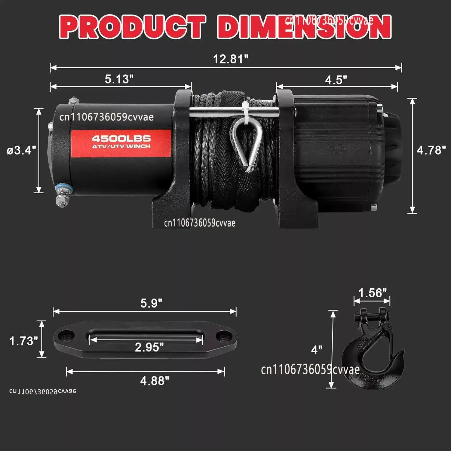 4500-Pound Electric Winch for Small Truck Crane Off-Road Vehicle Self-Rescue Car Traction Escape Recovery Equipment