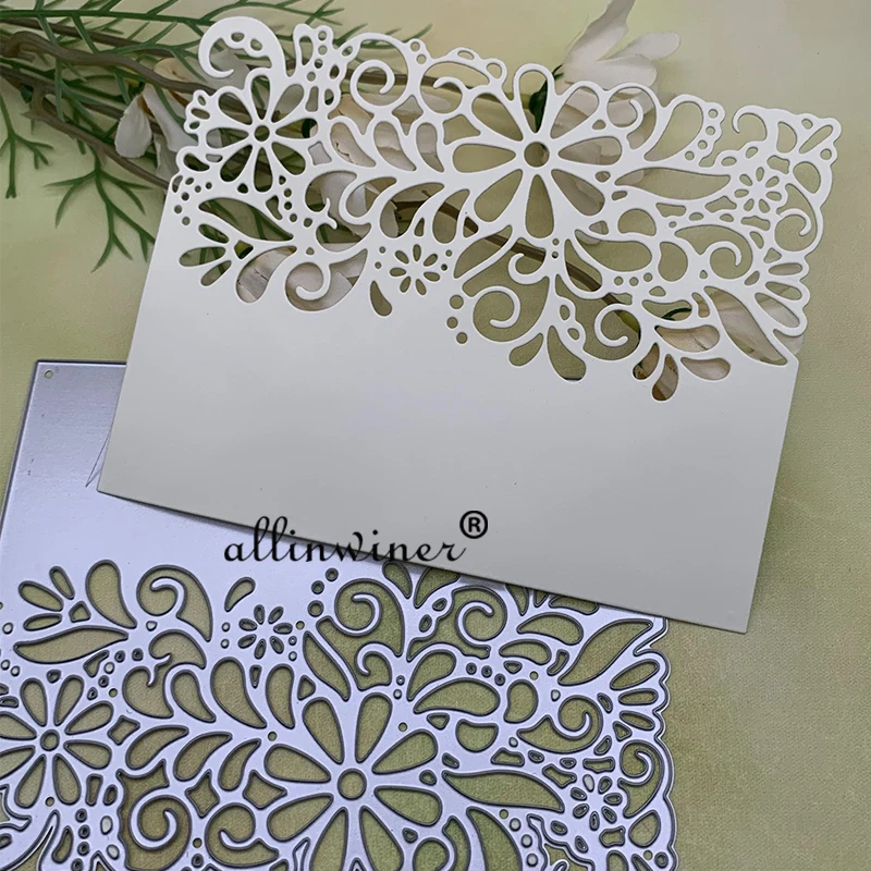 Bingkai tepi bunga baru DIY kerajinan logam pemotong buku tempel timbul kartu kertas Album kerajinan templat stensil mati