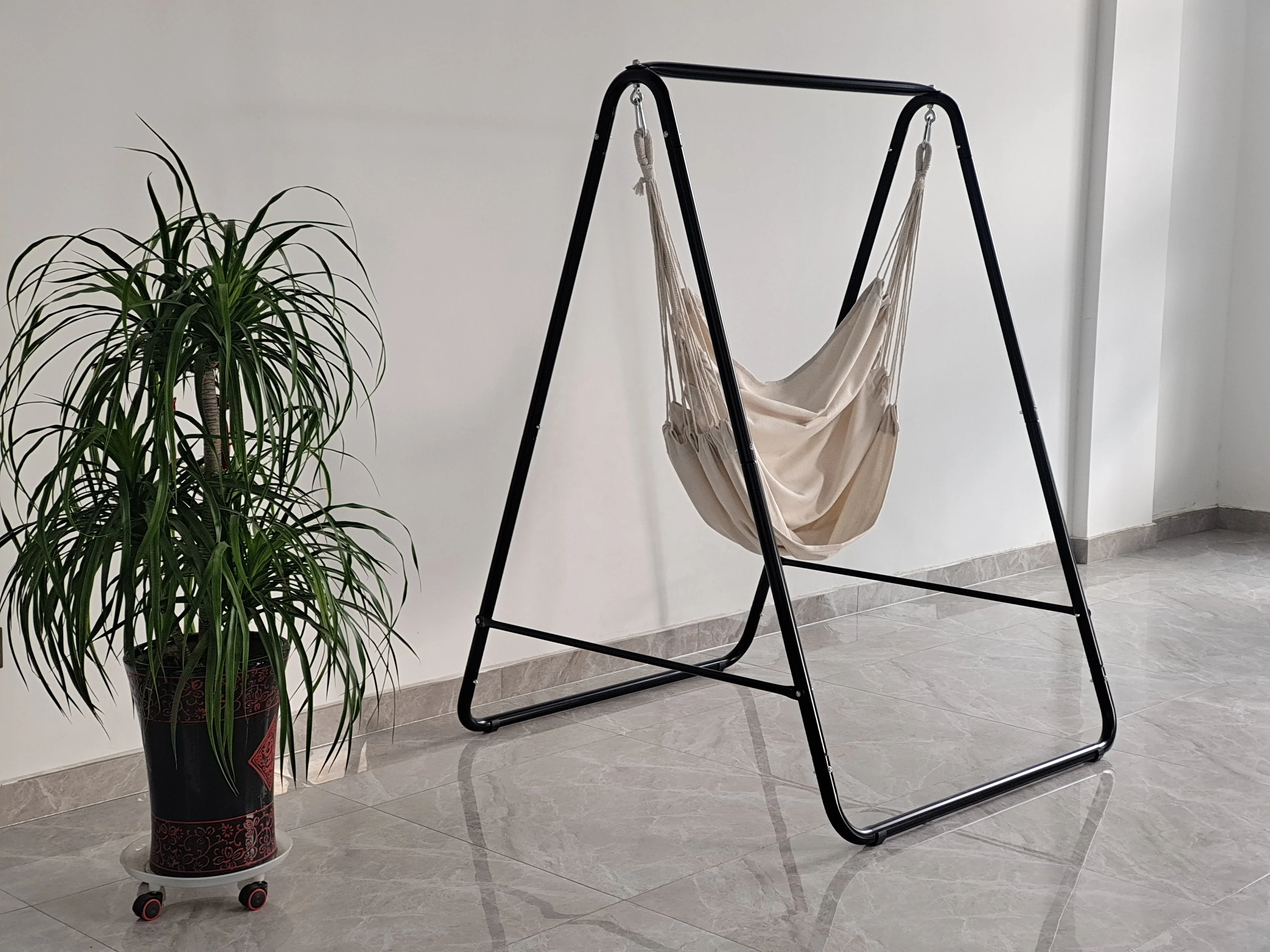 Hammock Chair Suspended Upholstered Indoor Swing with Stand