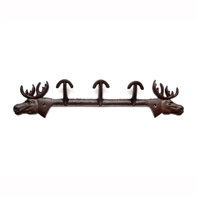 Wall Accents with Elk Design Hat Coat Hooks Iron Hanging Hooks, Strong Load-Bearing for Garden Courtyard Iron Art