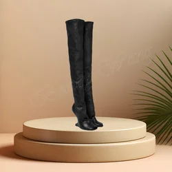 Black Peep Toe Strange Style Boots High Heels Solid Heel Open Round Toe Spike High Heel Shoes for Women 2024 Zapatillas Mujer