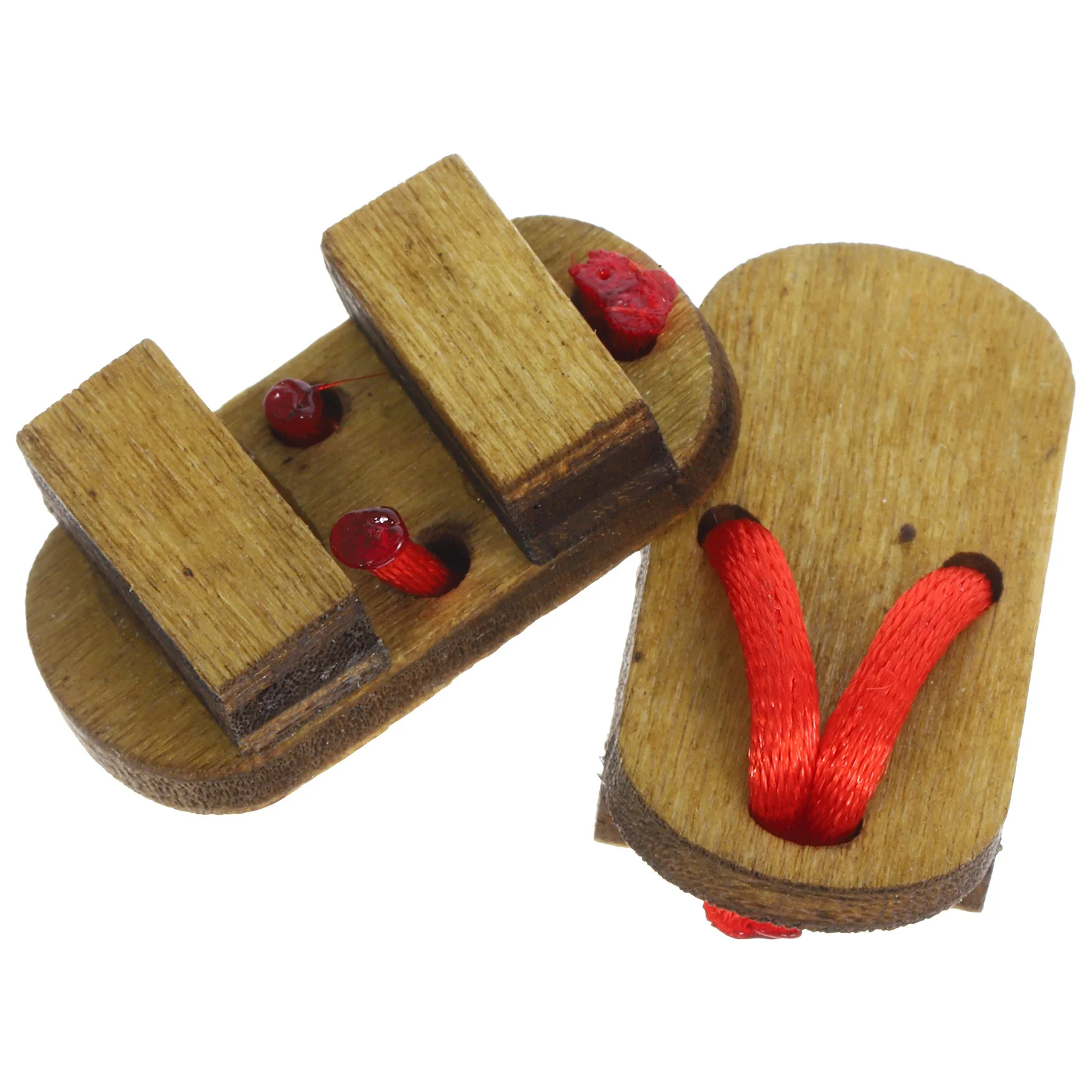 รองเท้าไม้จิ๋ว 2 คู่ วัสดุปลอดภัย สำหรับตกแต่งบ้านจิ๋ว งานฝีมือ โมเดลภูมิทัศน์จิ๋ว รองเท้าตกแต่ง