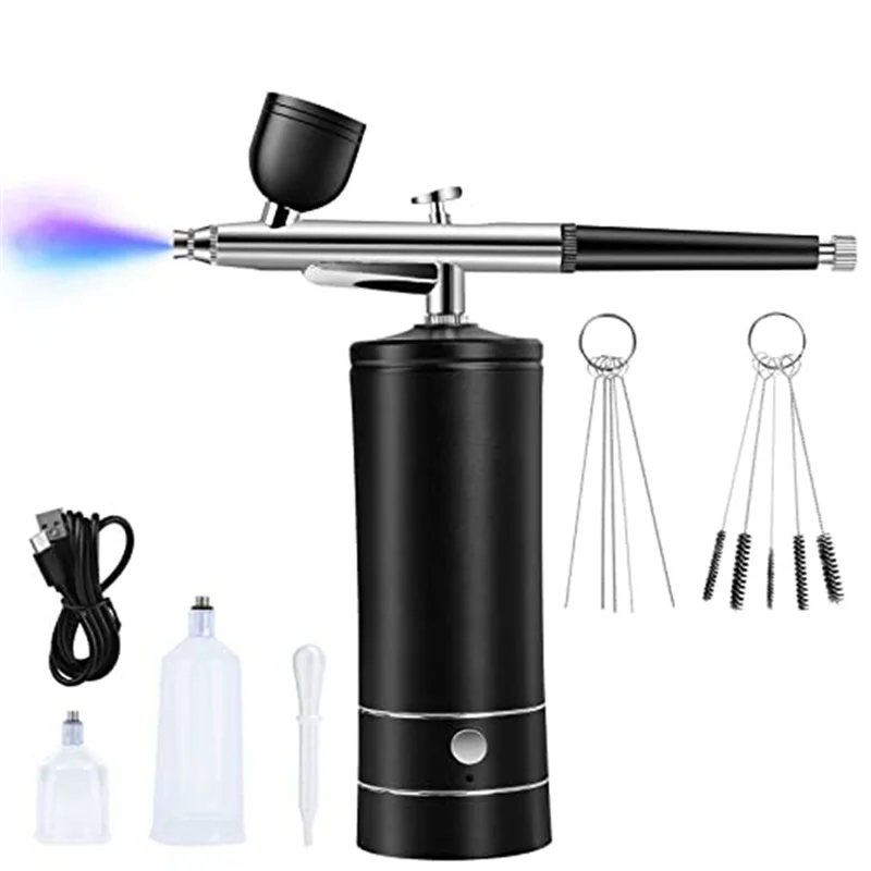 ABNP ชุด Airbrush ชาร์จไร้สาย Airbrush คอมเพรสเซอร์,30PSI แรงดันสูง,แบบพกพามือถือ Airbrush,Airbrush ชุด