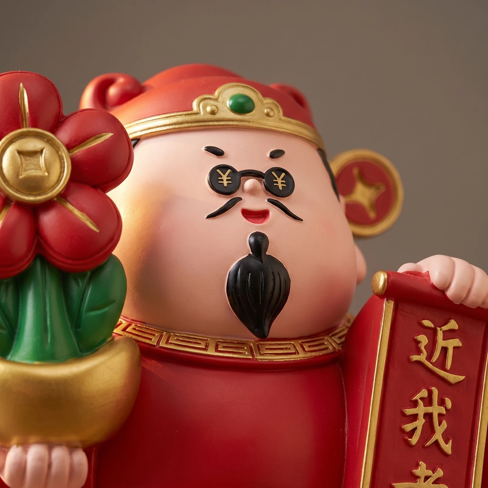 God of Wealth Statue with Scroll Fortunate Desktop Ornament Furniture Ornament Festive Decor Exquisite for Business Owners
