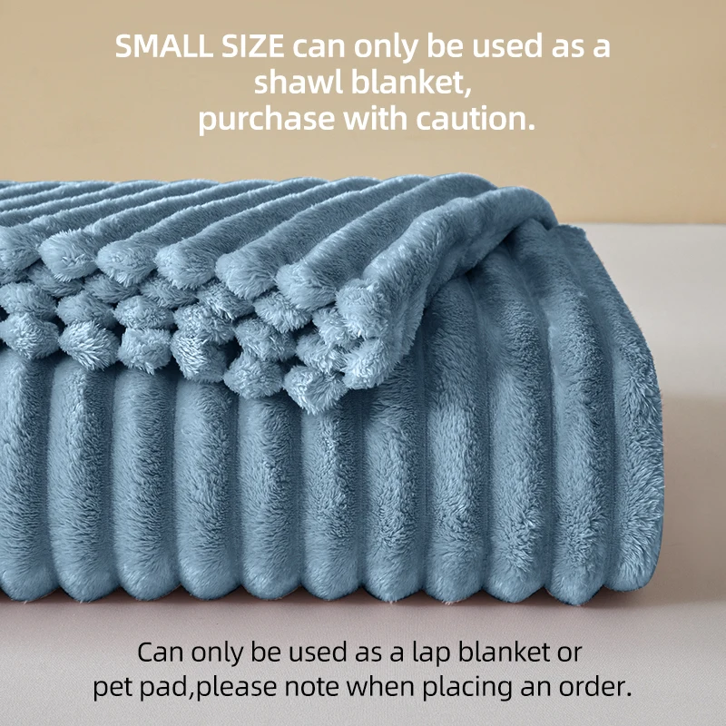 Textured Ribbed Velvet Blanket  Soft Striped Plush Throw  Cozy Warm Fuzzy for Bed Couch  All Sizes (Twin/Full/Queen/King)