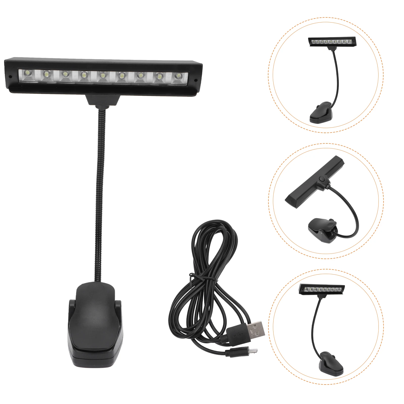 

1PC Adjustable LED Reading Light Black ABS Clip Lamp for Music Score Night Studying Desk Bedroom Practical Gift