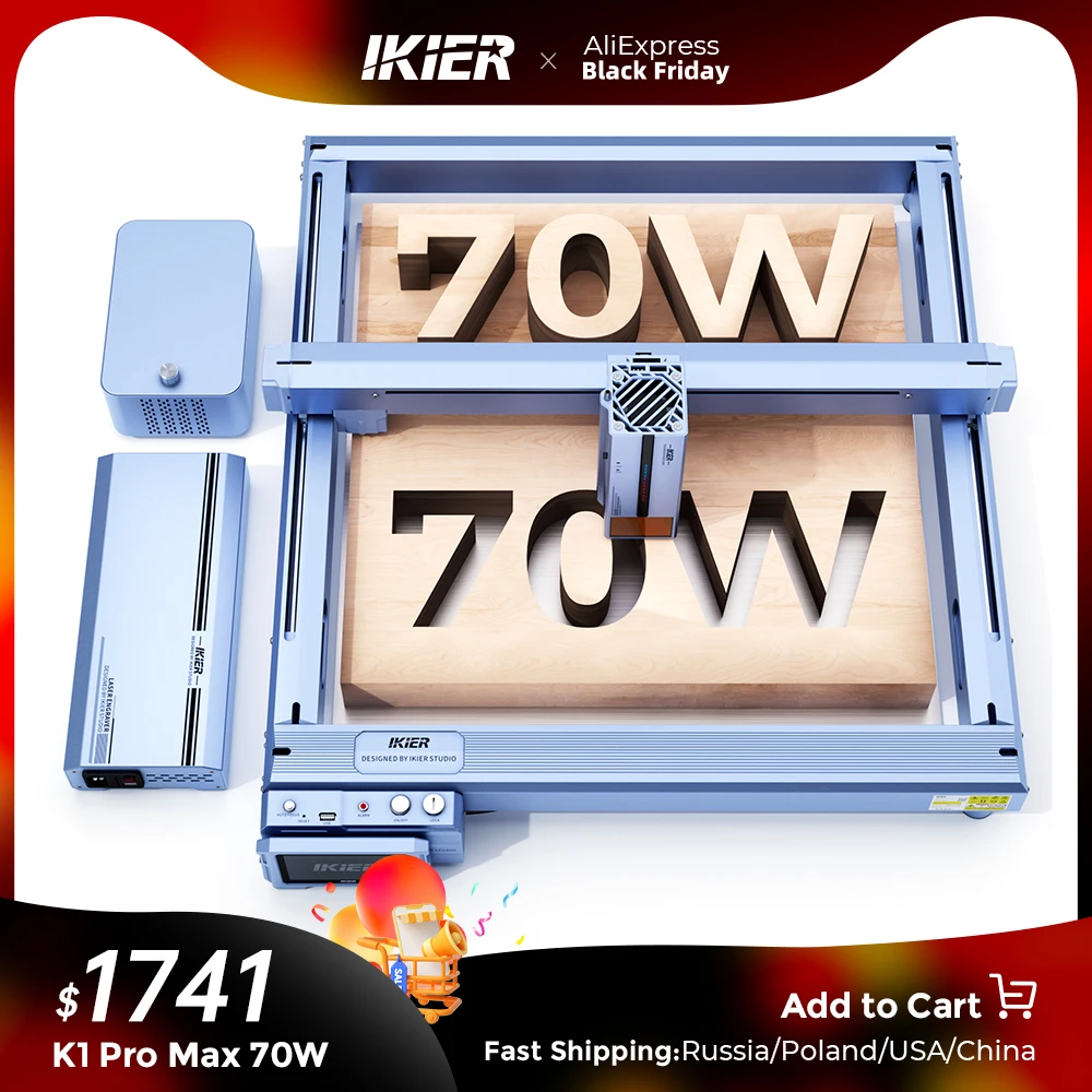 New iKier K1 Pro Max 70W Power Laser Engraving Machine DIY Laser Engraving Cutting 900mm/s Engraving