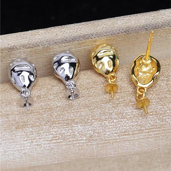 

925 Sterling Silver Earrings Base Findings Mountings Jewelry Mounts Fittings Women's Accessories for 8-15mm Beads Pearls