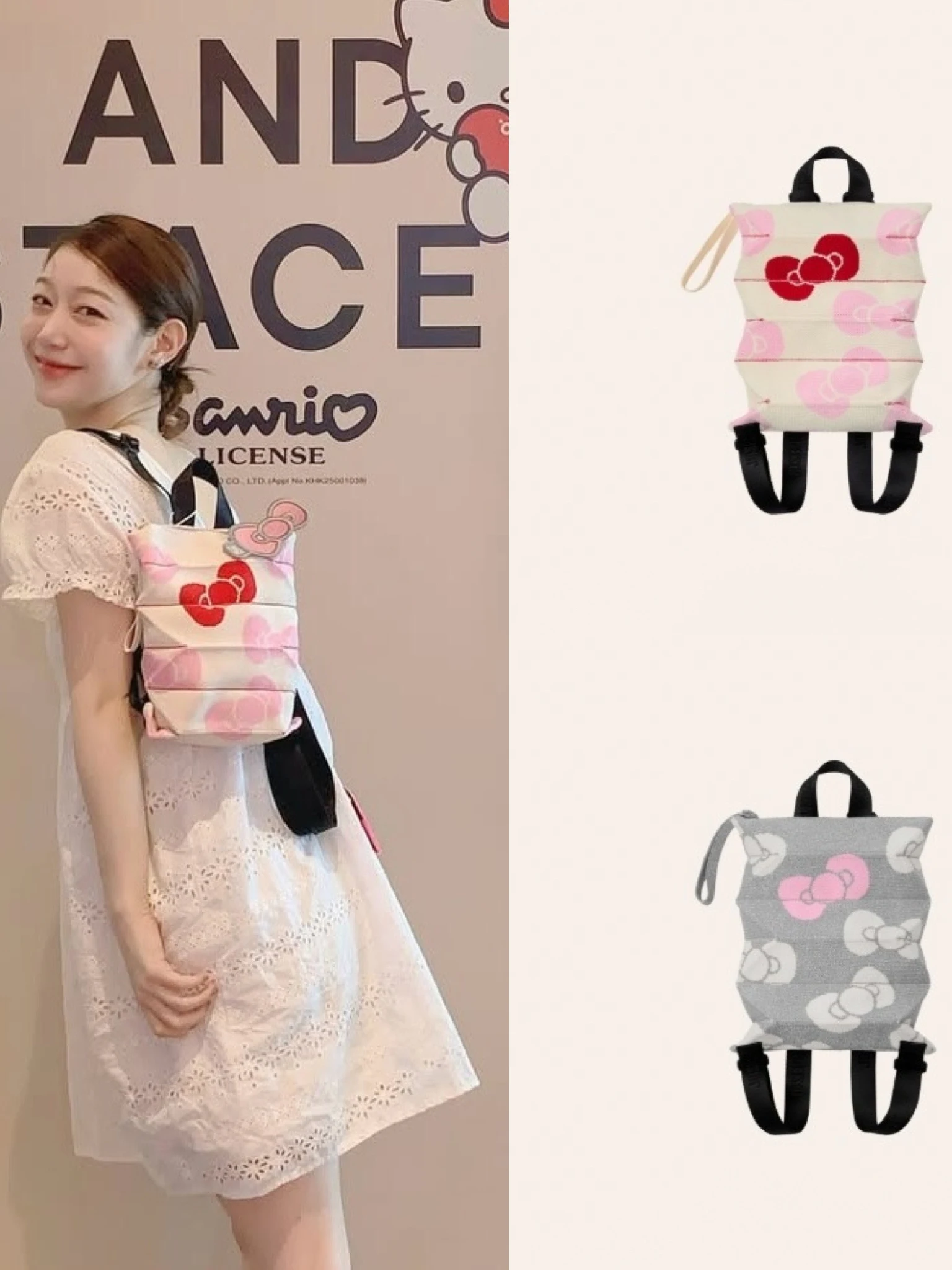 

Cute Knitted Pleated Knot Double oulder Bag Small Book Bag Polyester Material No Brand Registered Trademark