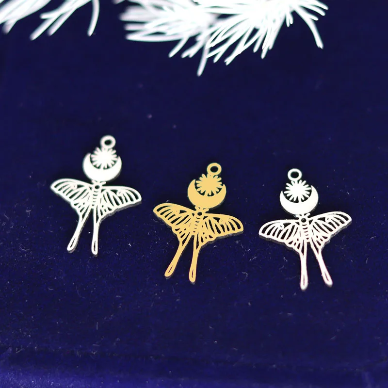 

3pcs Exquisite Butterfly Crescent Star Stainless Steel Charms Pendant for Jewelry Making Vintage Tassels Earrings diy Accessorie