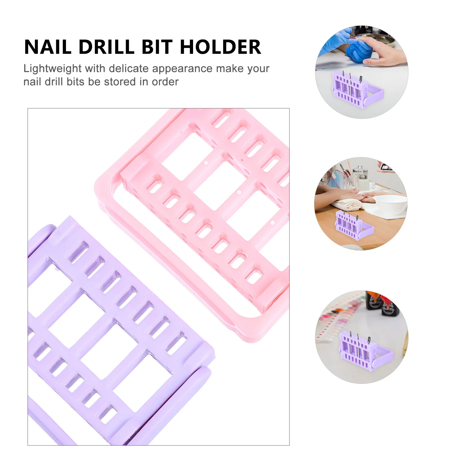 Organizador de brocas para uñas, soporte para brocas de molienda de 16 agujeros, estante de exhibición ligero y estable para amantes de las uñas, práctico, 2 uds.