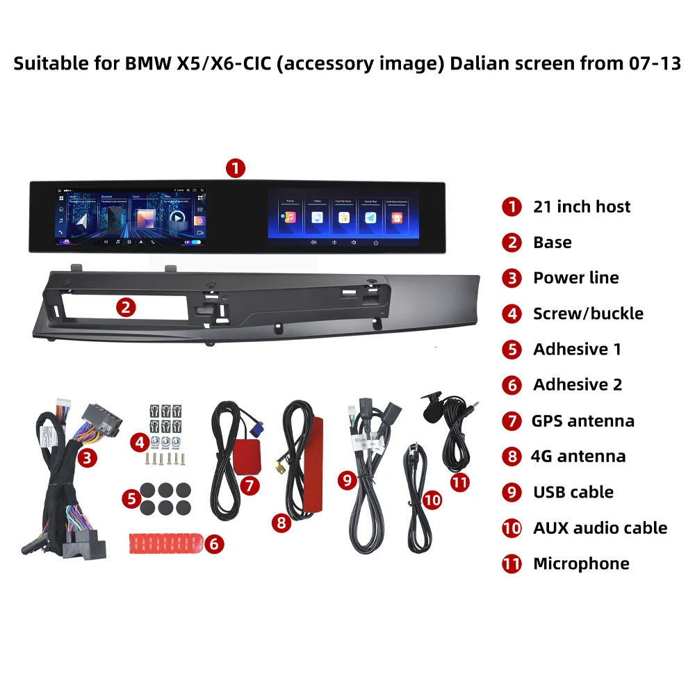 21 Inch Dual Screen Carplay Android 14 For BMW X5 Series E70 X6 E71 Car Multimedia Player GPS Navigation Car Radio Media Unit