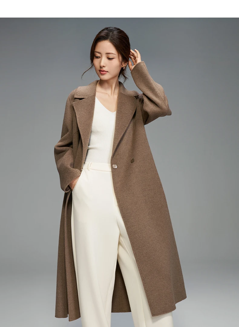 High-end Double-sided Cashmere Women's Coat Autumn and Winter Black Wool Elegant Coat Delicate Soft and Warm Women's Clothing