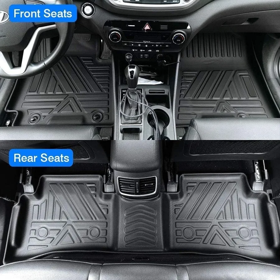 All Weather Rubber Car Floor Mats for 20082012 Accord Custom Fit Full Set Including First and Second Rows with Maximum Coverage