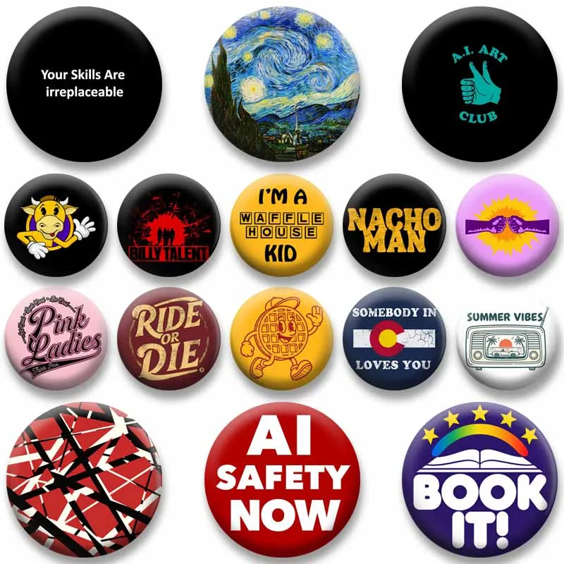 Creative Funny Vintage COSTUME Badge Van Gogh Starry Night Enamel Pins Round Snap Brooch on Bag Clothes Hat Decor Jewelry Gifts