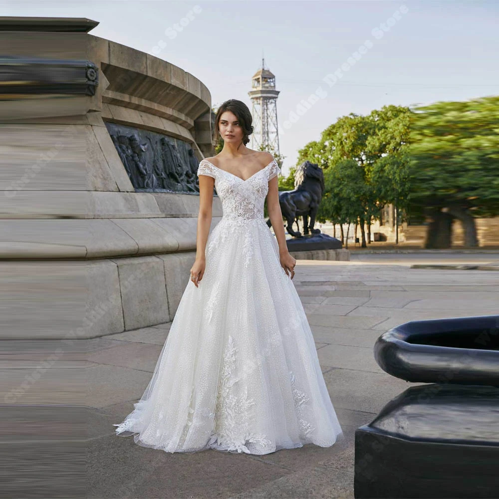 Vestidos De novia con hombros descubiertos, elegantes Vestidos De novia De tul, Formal, escote Corazón, compromiso, banquete