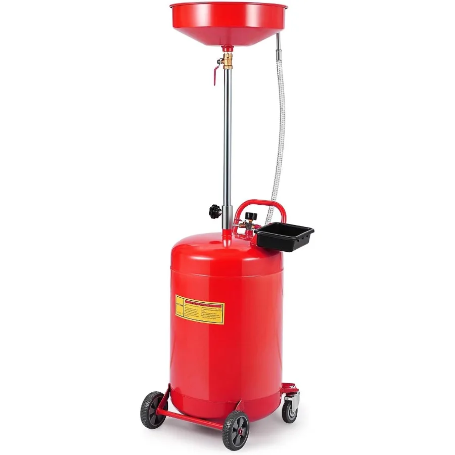 

20 Gallon Portable Waste Oil Drain Tank with Air Operated Oil Lift System Adjustable Funnel Height for Efficient Oil Collection
