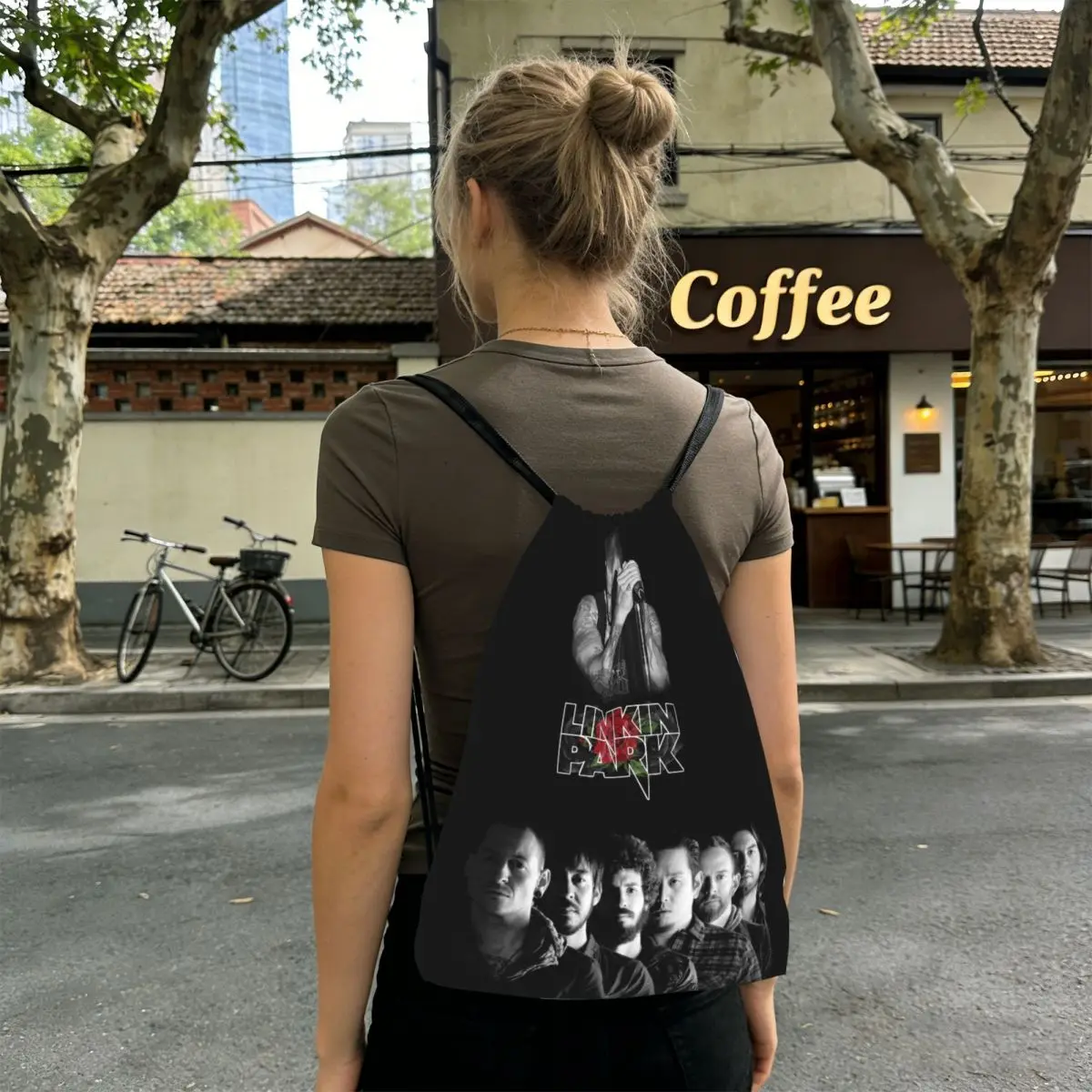 L-Linkin Hot Band Park American Rock Band Backpacks Portable Drawstring Bags Storage Bag Book Bags for Travel School