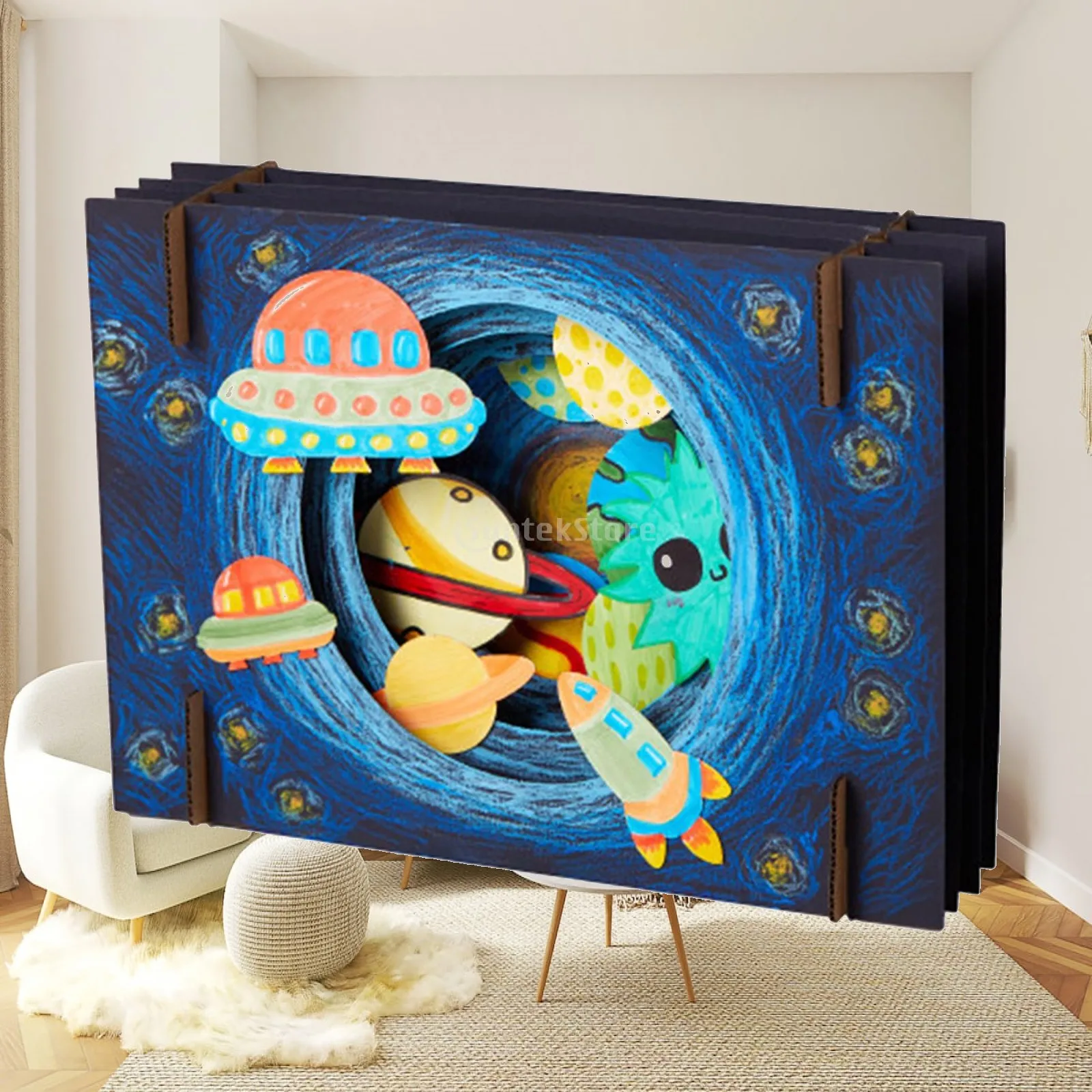 Coloring Craft Children 3D Handmade DIY Sea Dinosaur Theme Puzzle Sticker Assembly Drawing Art Crafts Toys Set Paper