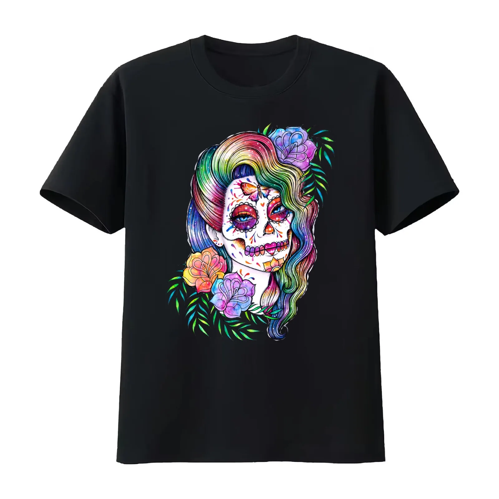 Daydreamer | Sugar Skull Girl T-Shirt Summer Casual Cotton Tee Oversized Streetwear Tops Vintage Graphic Print 100% Cotton