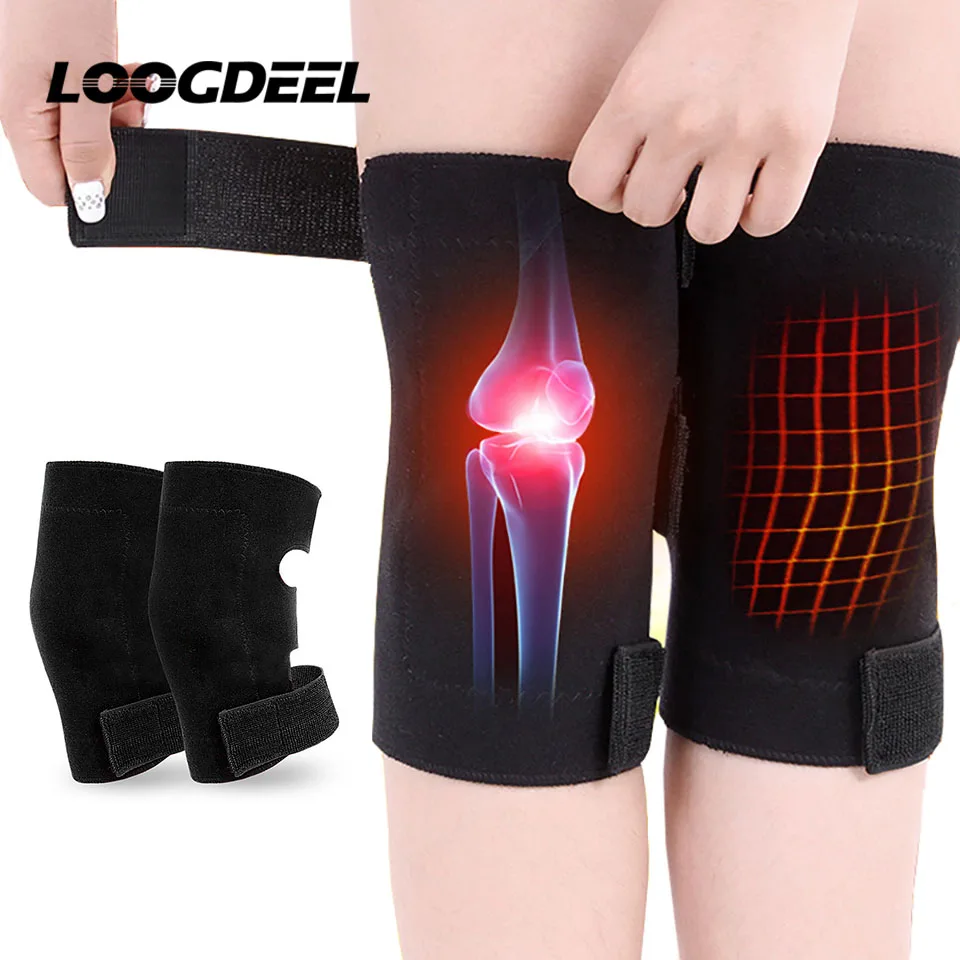 

LOOGDEEL 1Pair Self Heating Knee Pads Warmth Magnetic Therapy Knee Pads Leg Pads Women Men Sports Adjustable Kneepad Support