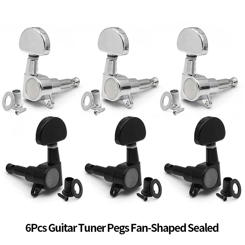 6Pcs Guitar Tuner Pegs Fan-Shaped Sealed Guitar Tuning Pegs Tuners Machine Heads for Acoustic or Electric Guitar 1:15