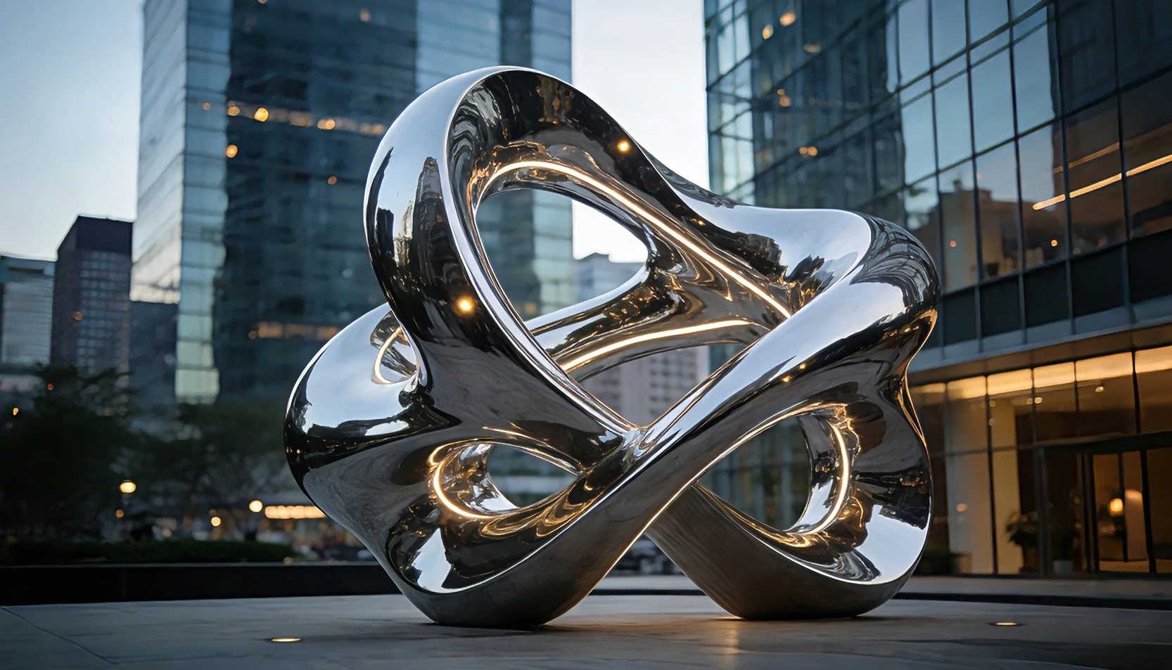 Modern Large Outdoor Stainless Steel Abstract Sculpture with Polished Carved Design Irregular Shape for Garden or Park