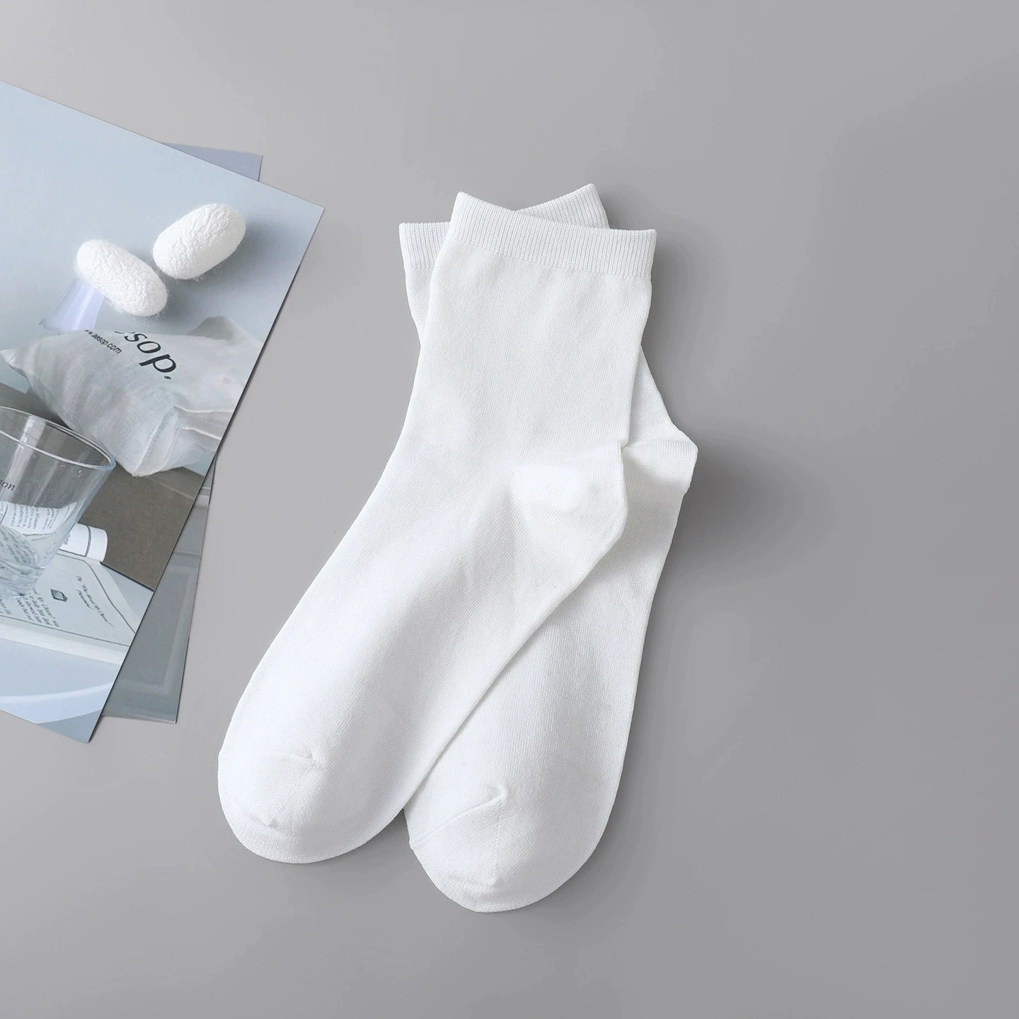 MadBlack-3PCS 55%Cashmere 42%Silk Socks, Solid ,Women Basic Soft Comfortable Knit Middle Tube Socks, 2026 Autumn New A6O650CC