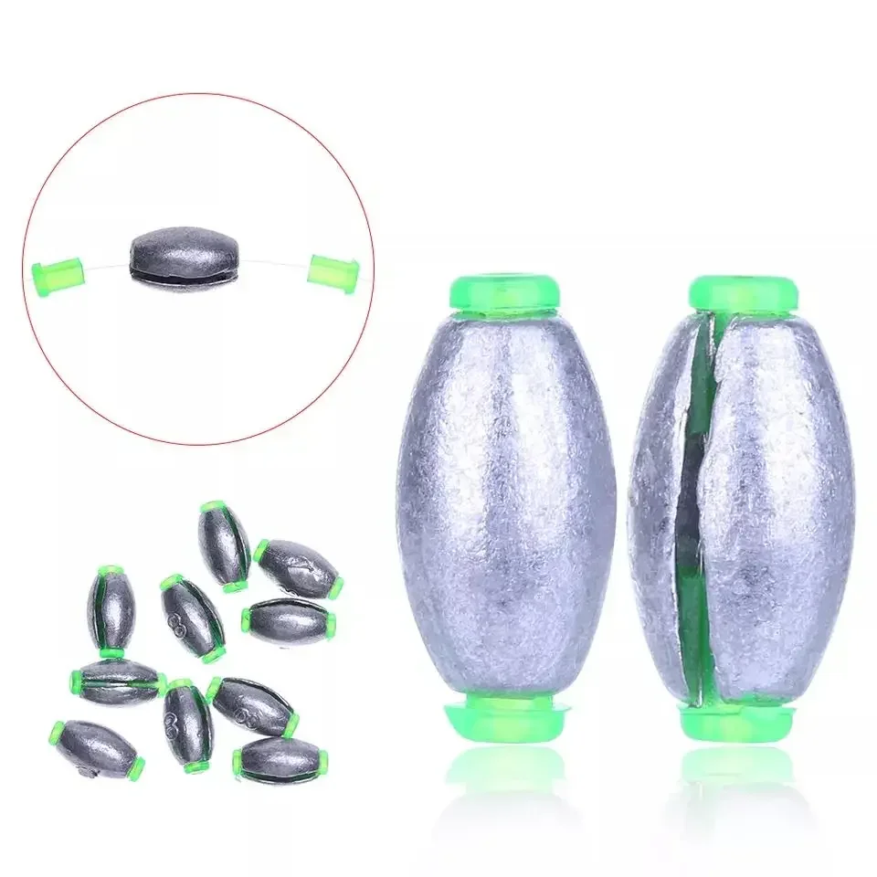 5pcs/10pcs Fishing Weight Sinker 2g-30g Olive Shape Slip Opening Mouth Line Weight Shot Sinkers Carp Fishing Tackle Accessories