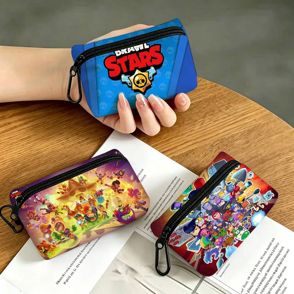Strategy game B-BRAWL STARS Oxford Coin Wallet Detachable Carabiner Hook Compact Storage Bag For Outdoor Shopping Accessory