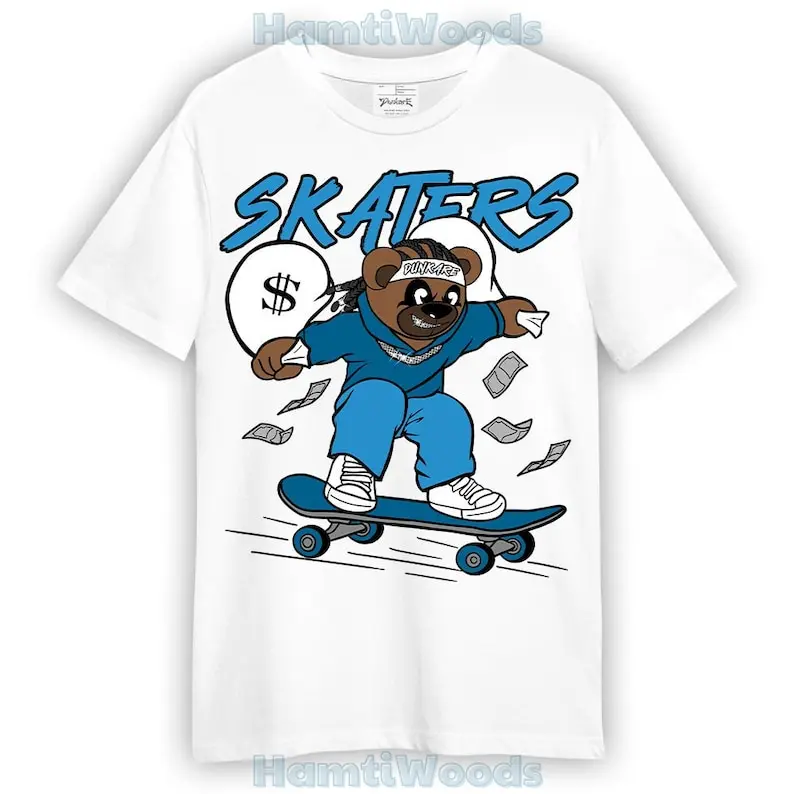 Powder Blue 9s Shirt - Skaters Bear Shirt Unisex