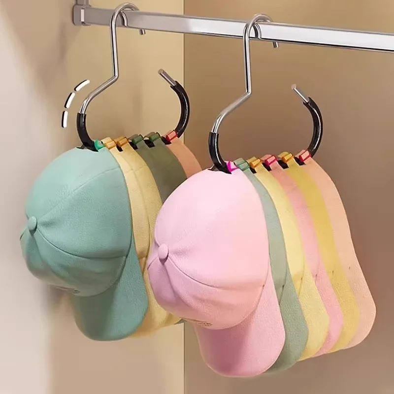 3Pcs Multi-Hat Hanger Hooks, Space-Saving Closet Organizer for Caps