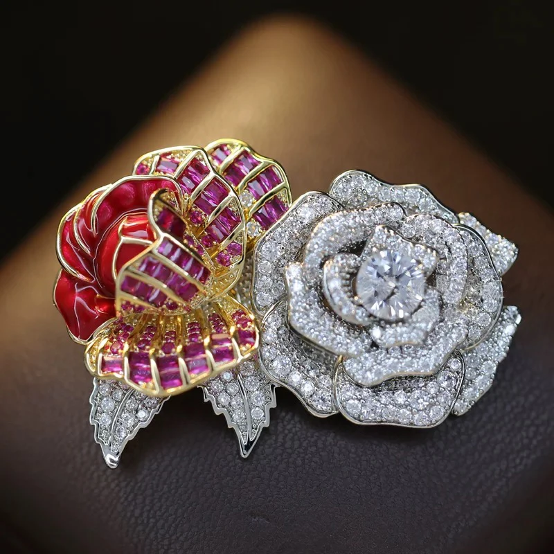 

OKILY элегантная брошь с цирконием и розой AAAA, булавки в китайском стиле, эмаль, камелия, Cheongsam, корсаж для тканых аксессуаров, брошь