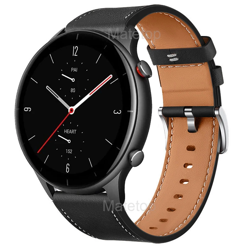 22mm Soft Leather Strap For Huami Amazfit GTR 47mm Pace Stratos Bip 5 Business Watch Bracelet Correa For Amazfit GTR 4 3 Pro 2e