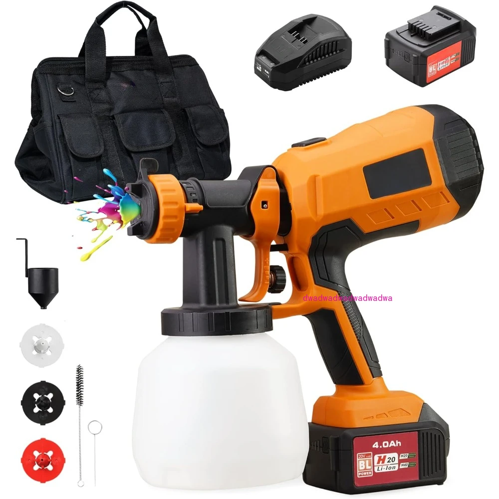 Cordless Paint Sprayers for Home Interior and Exterior, 20V Brushless Paint Sprayer with 4.0Ah Battery and Fast Charger