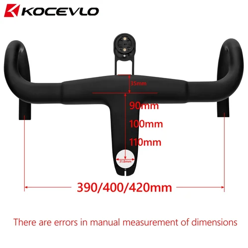 Imagen 2 del producto Manillar de carretera de carbono KOCEVLO H11 con vástago 28,6/31,8mm manillar integrado OD2 barra de bicicleta de carretera 390/400/420MM