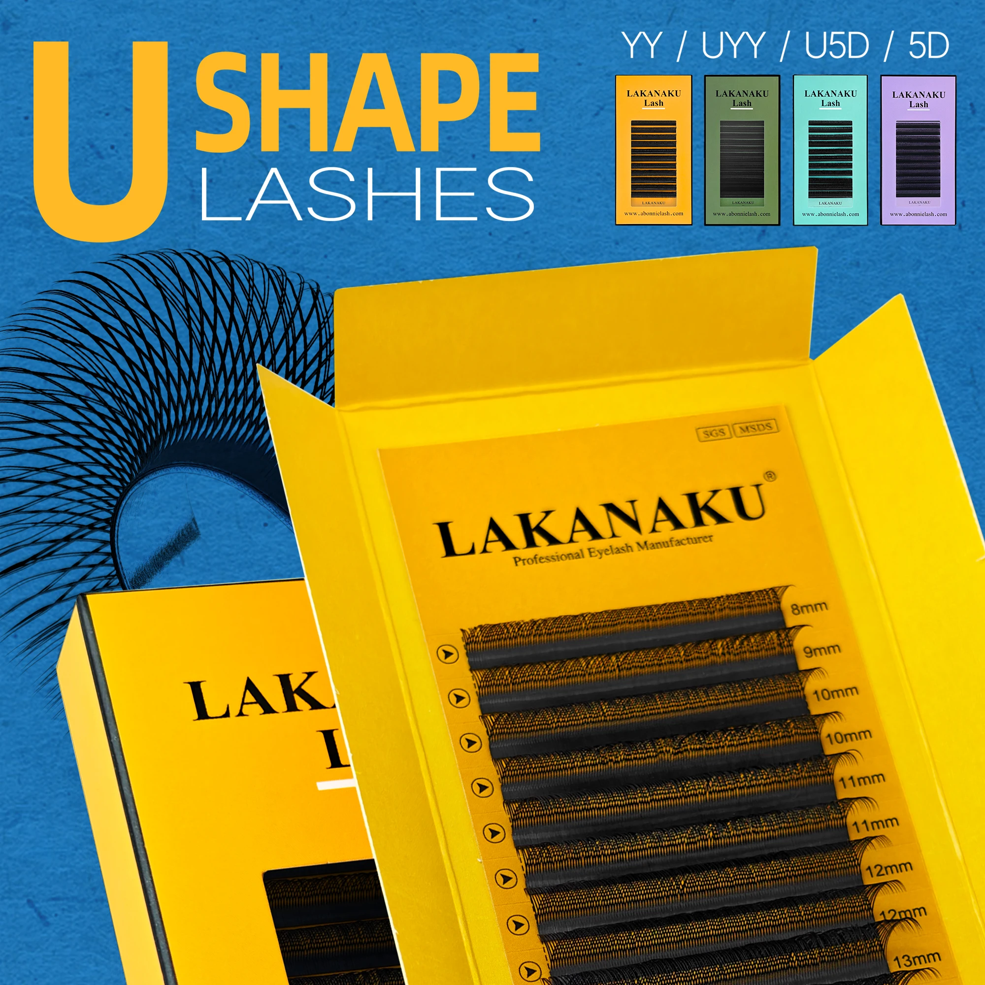 LAKANAKU U YY False Eyelashes Extension 5D W Lashes Premade Base Fan Effect Eye Lashes Natural Soft Lash Woman Makeup