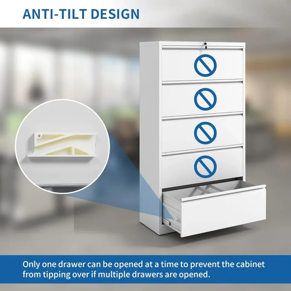 잠금 장치가 있는 5 서랍 측면 파일 캐비닛, 가정 사무실용 파일 캐비닛, A4 사이즈, 5 서랍 캐비닛