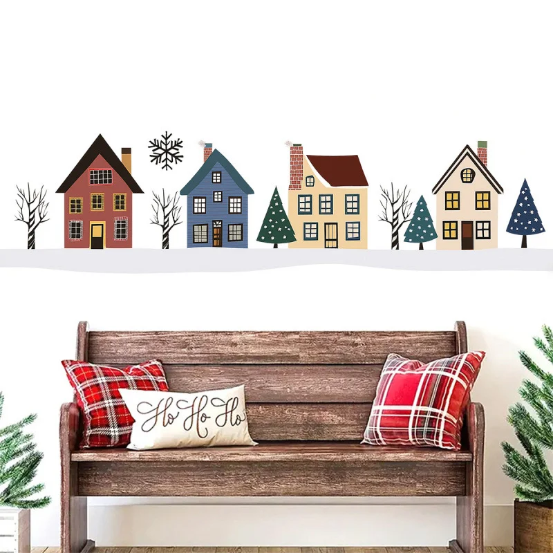 Cartoon Snowflake Small House Window Sticker Self-adhesive Wall Sticker Double-sided Visible Glass Decorative Sticker - view 6