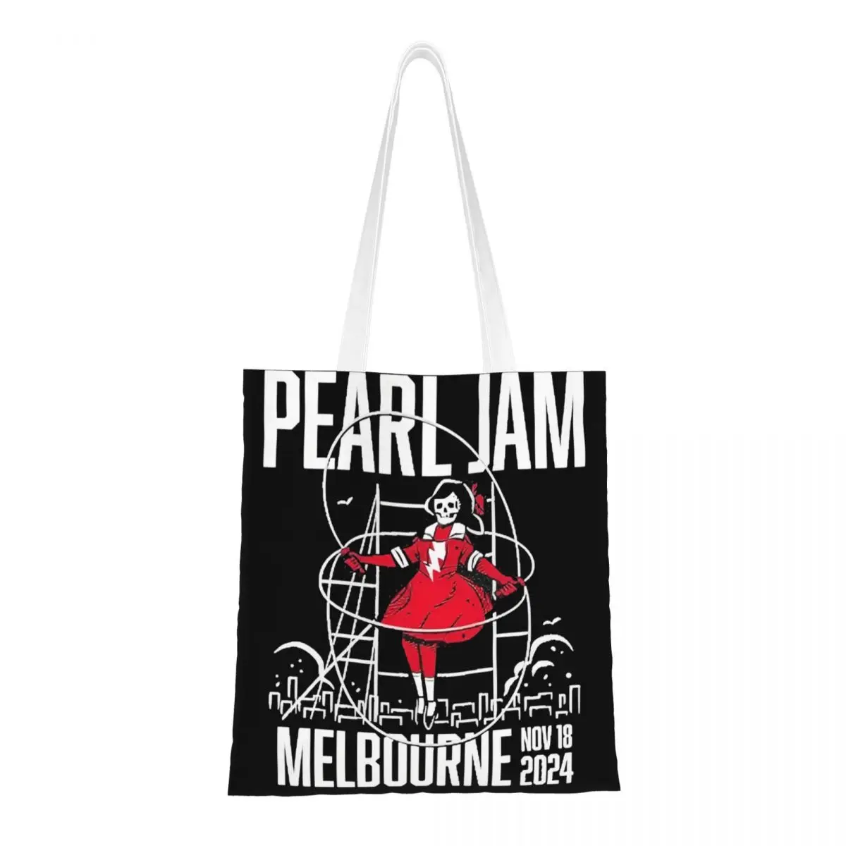 

Pearls Jam Band Canvas Tote Handbag Shoulder Bags Large Capacity Shopping Bags for Women